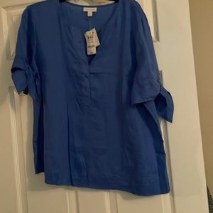 Charter club tie sleeve linen blouse